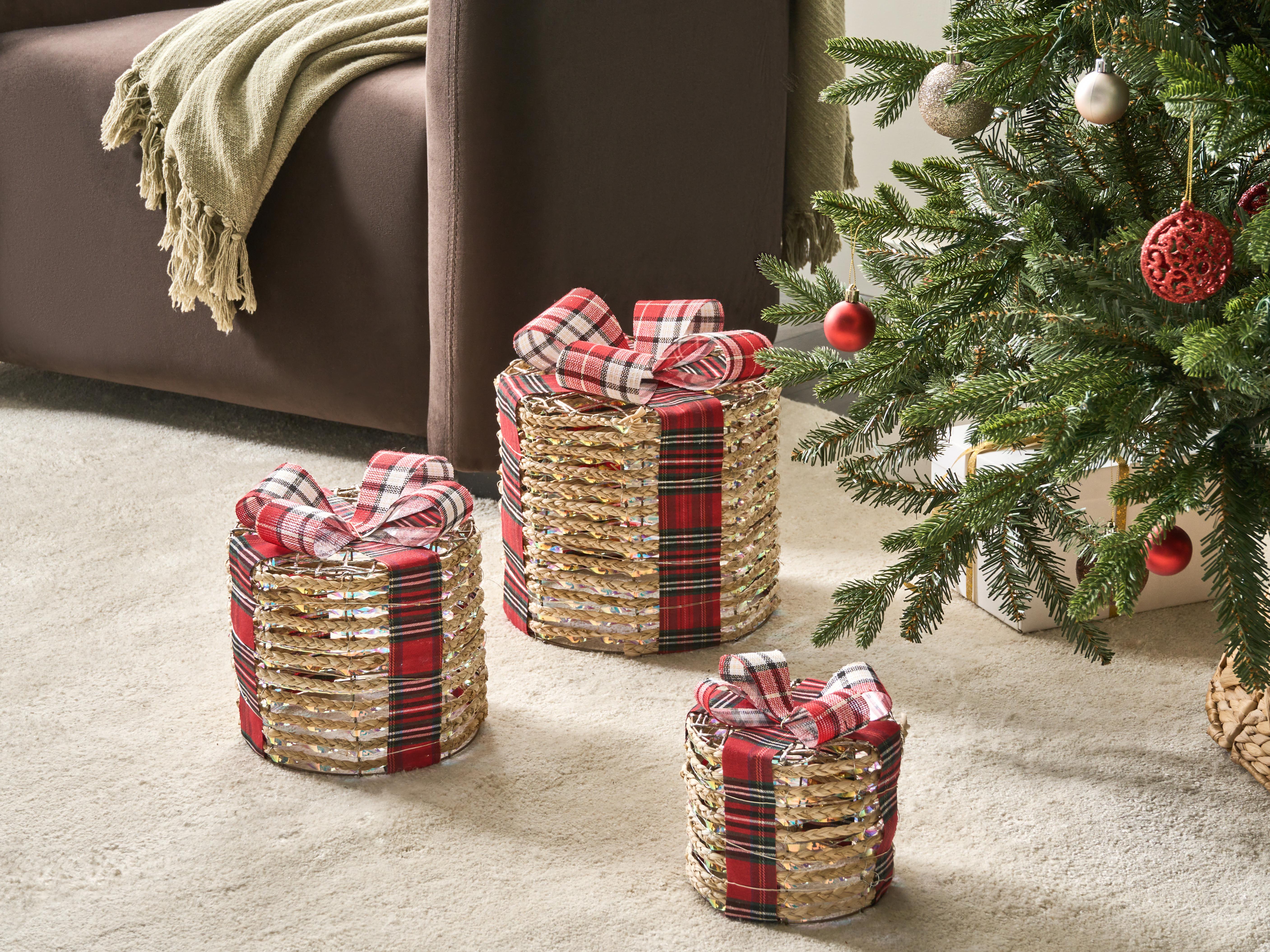 Set van 3 kerstdecoraties LED VEJLEN Kerstcadeaus 20/25/30 cm Beige