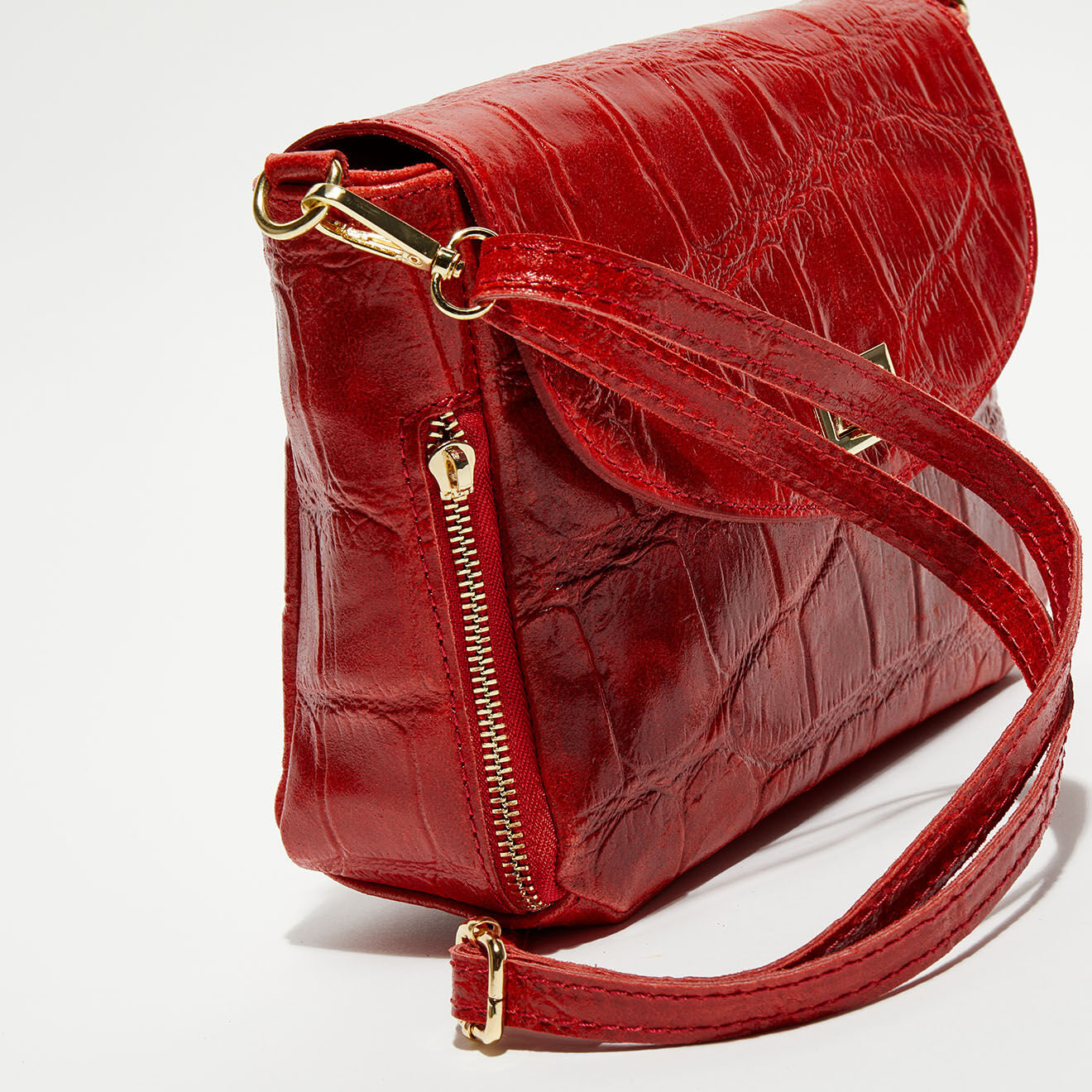 Christian Laurier Sac bandoulière en Cuir Flory rouge - 23x17x8 cm