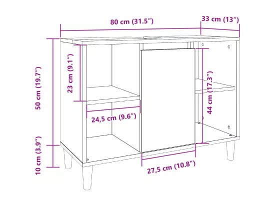 Armoire salle de bain chêne sonoma 80x33x60cm bois d'ingénierie
