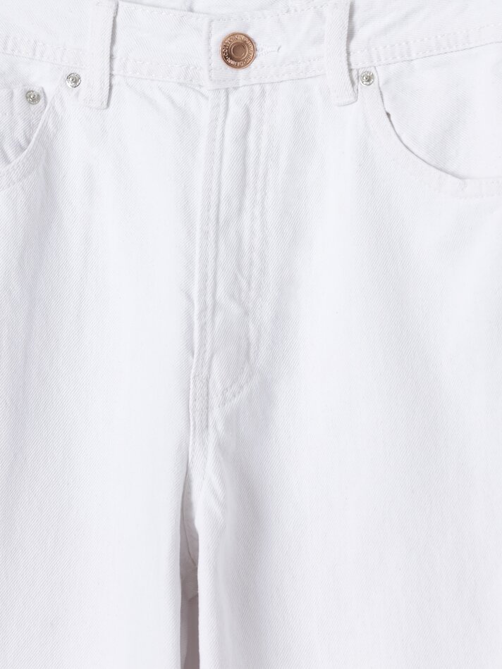Calça jeans de perna larga - Branca