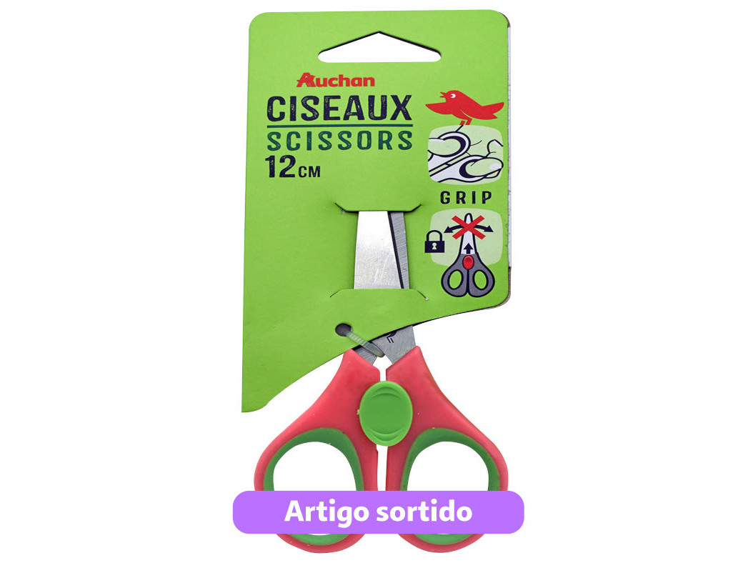 TESOURA COM SISTEMA DE SEGURANCA AUCHAN 12CM CORES SORTIDAS
