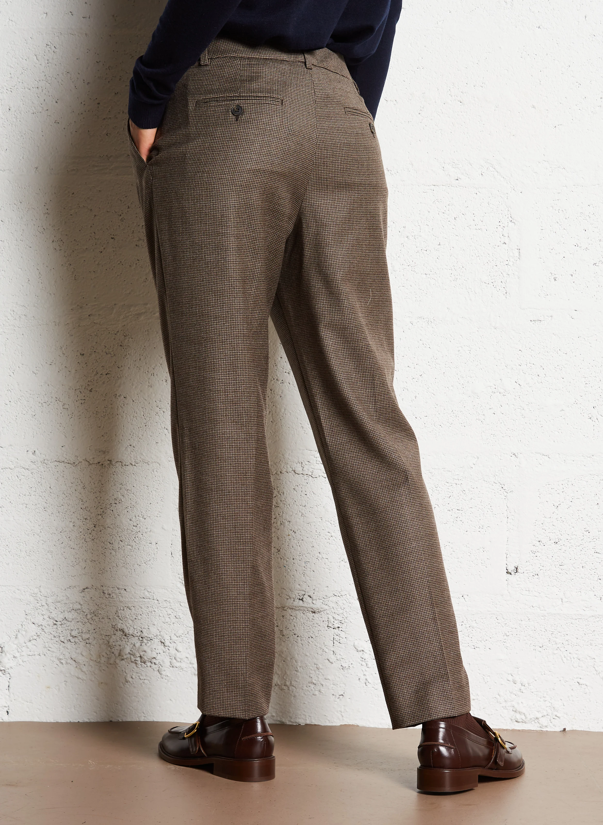 CALDAIA - Pantalon carotte en laine mélangée | Marron