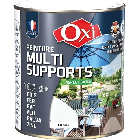 Peinture Satin Multi-supports 2.5 L Top 3+ - Gris Clair
