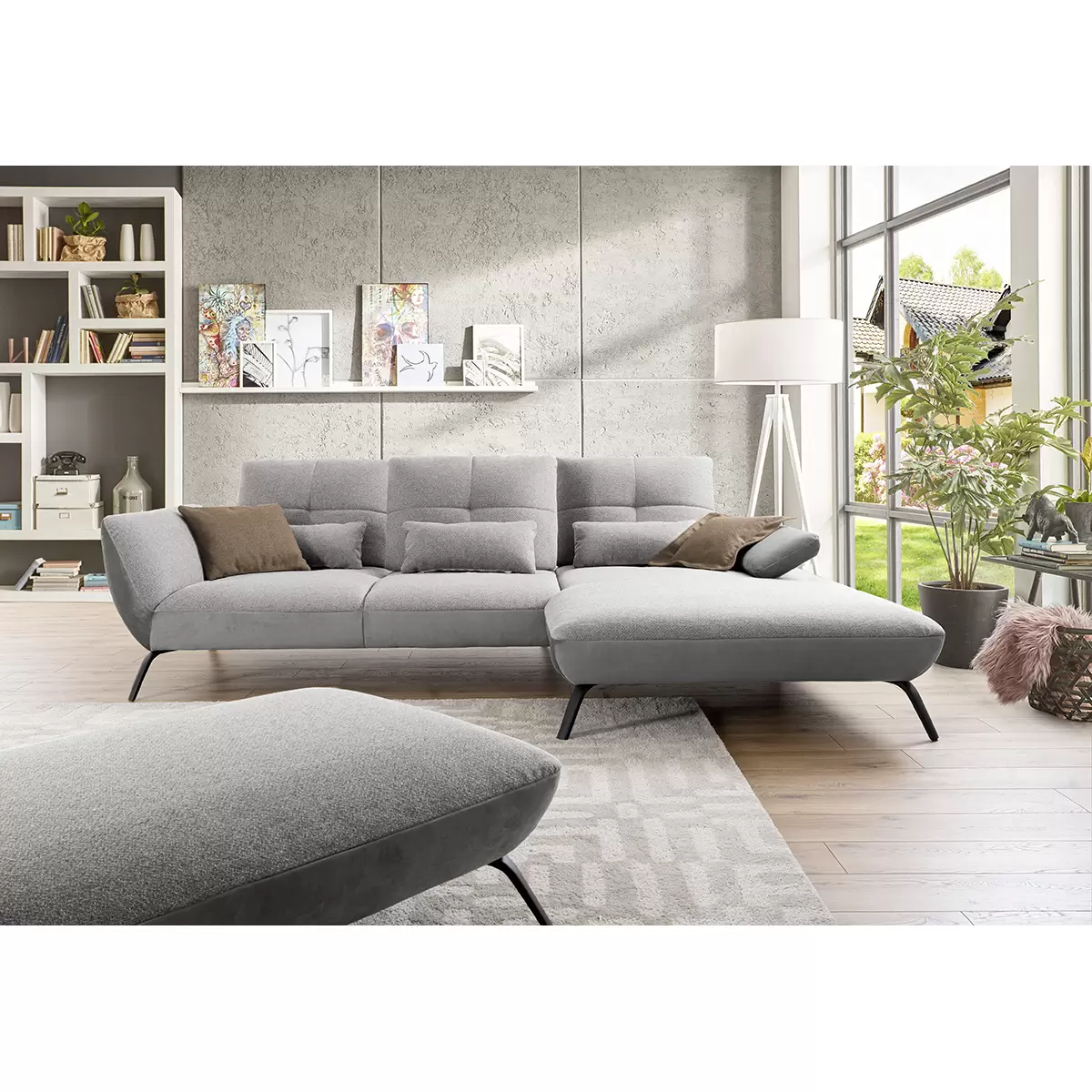 Ecksofa Dover XC hellgrau,silber