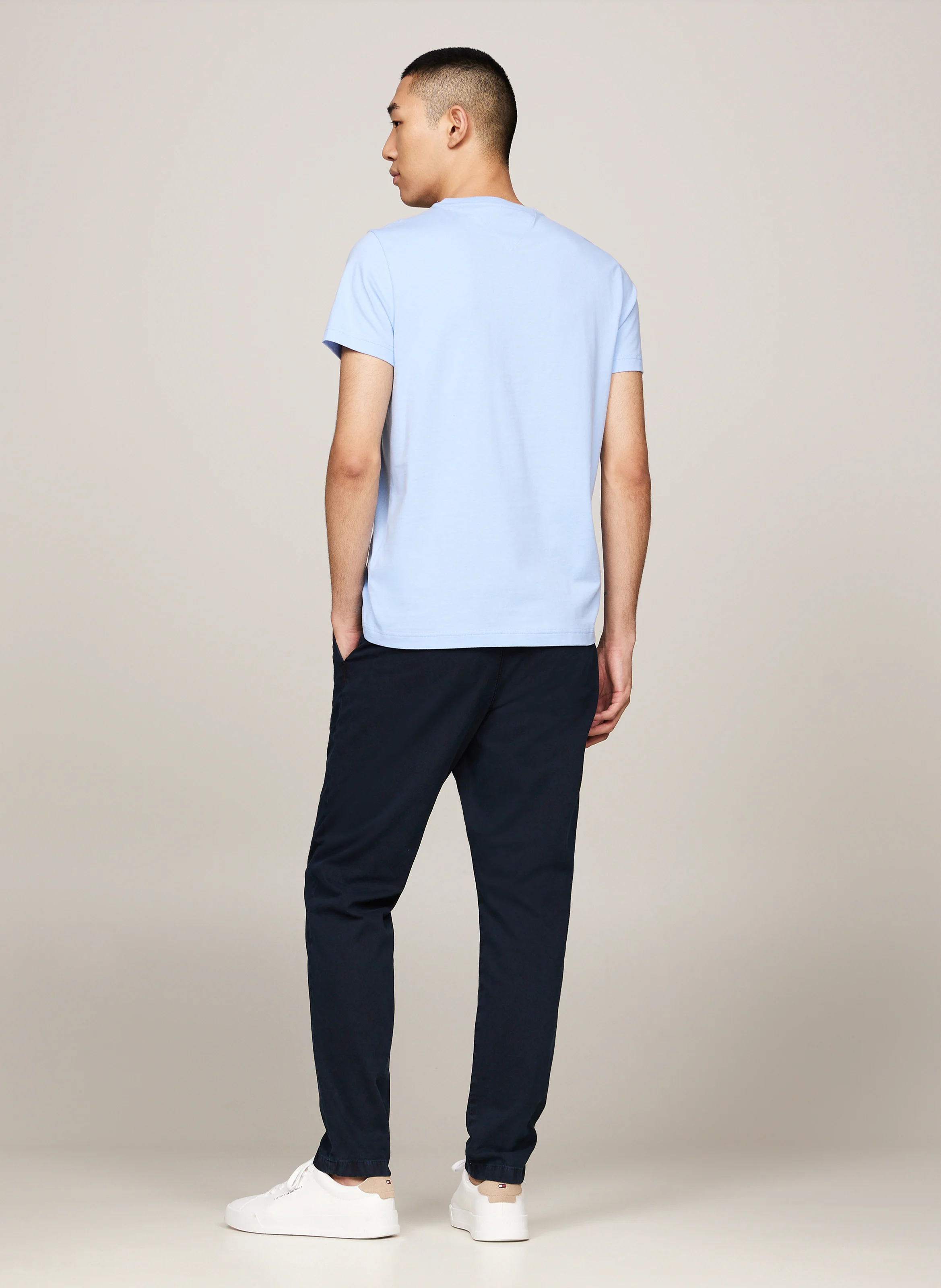 Tee-shirt col rond droit en coton organique | Bleu