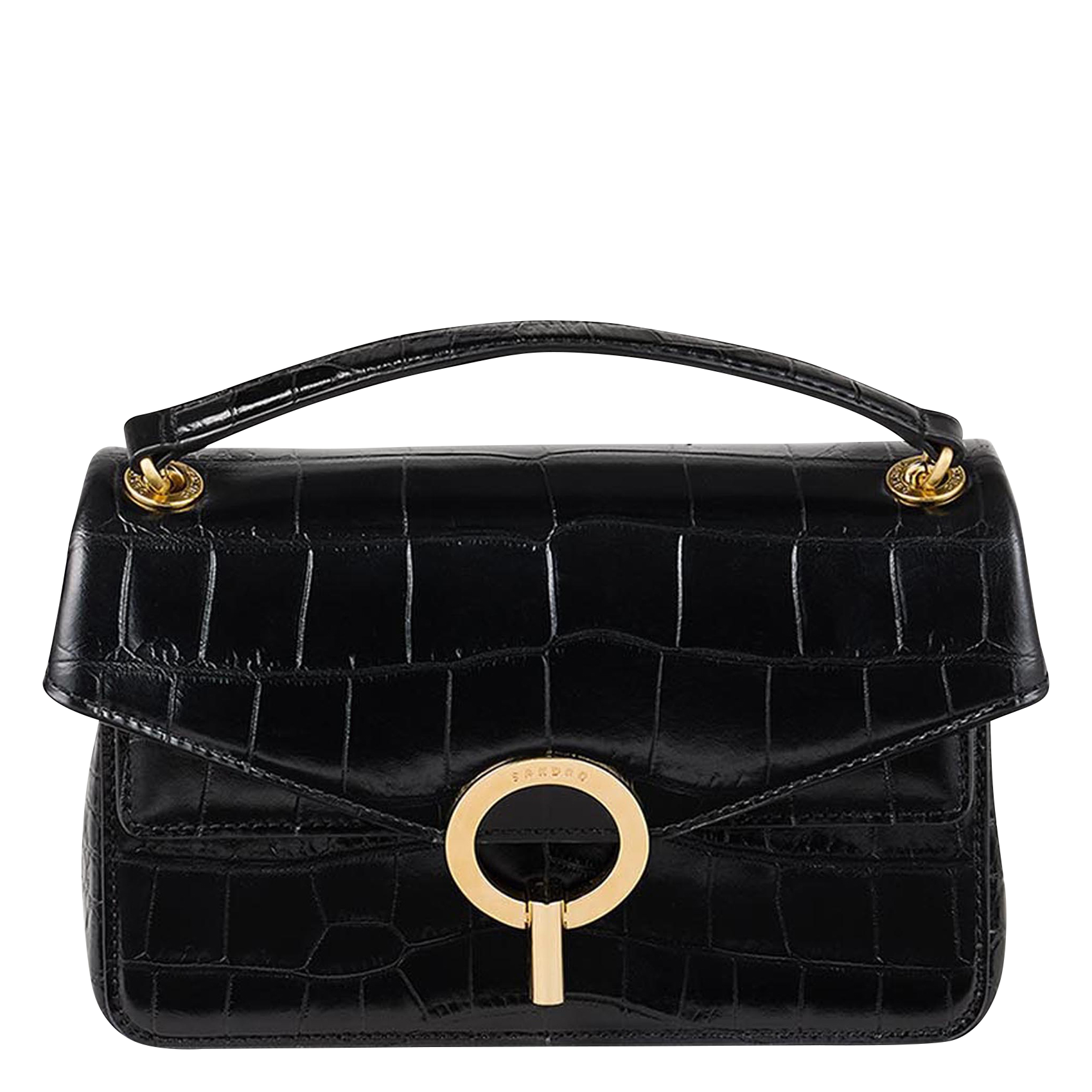 Sac bandoulière en cuir embossé facon | Noir