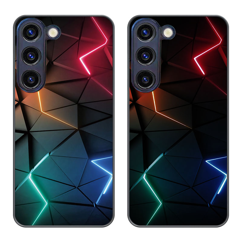 Samsung Galaxy S23 5G Hybrid Hardcase Hülle mit TPU Bumper   LED Acryl Rückseite   Kameraschutz - Blitz Design