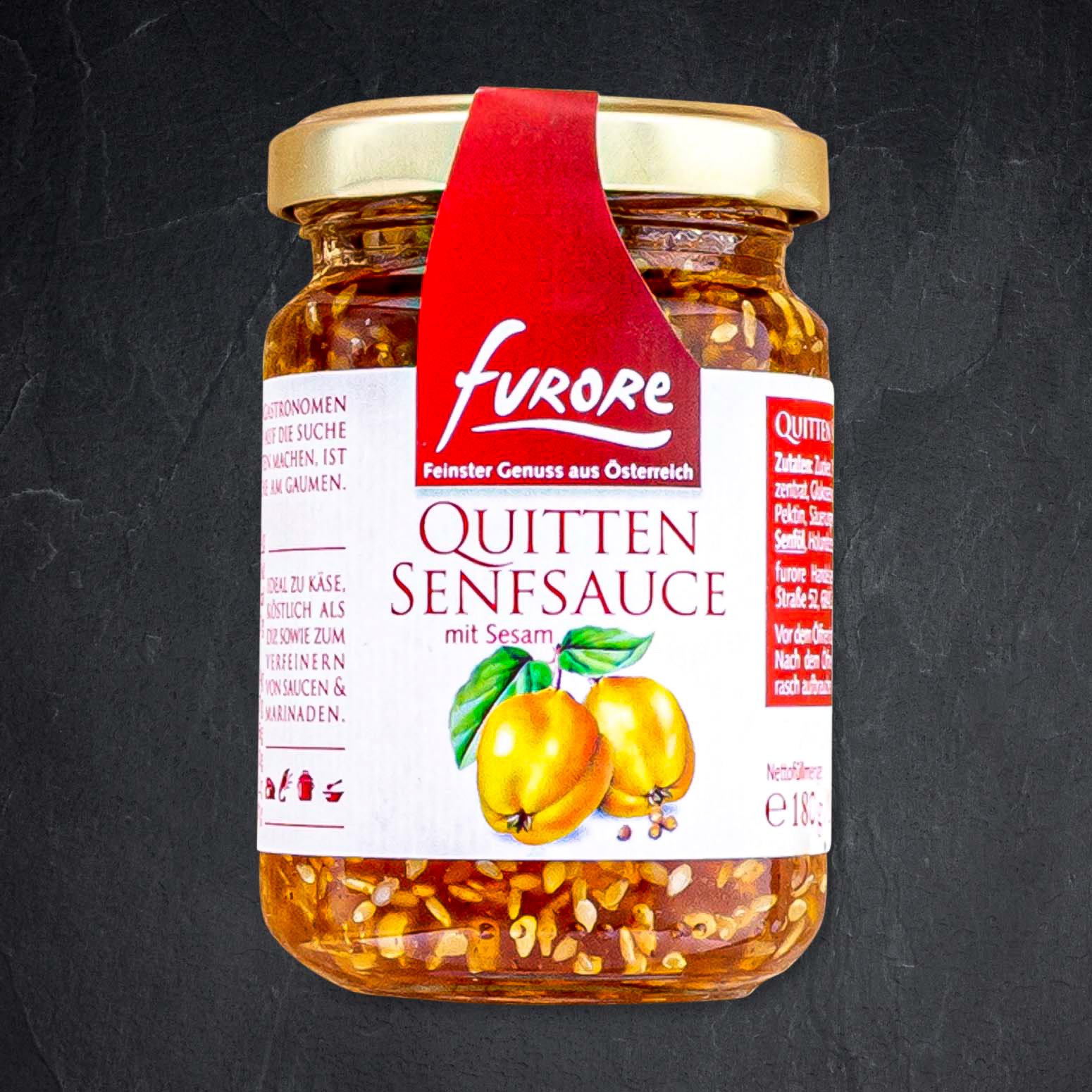 Quittensenfsauce mit gerösteten Sesam