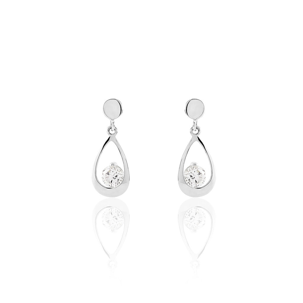 Boucles D'oreilles Pendantes Phaenna Or Blanc Oxyde De Zirconium