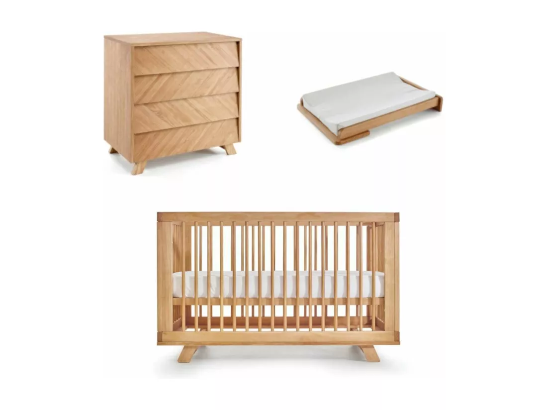 Chambre complète bébé 70x140 cm bois massif bois naturel KYOTO