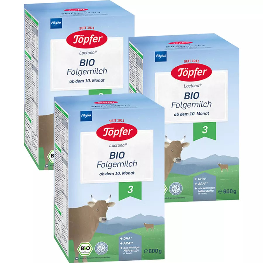 Töpfer Folgemilch Bio 3 3x 600 g ab dem 10. Monat