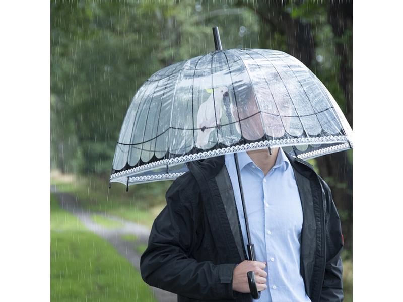 Esschert Design Schirm Vogelkäfig Rosa/Schwarz/Transparent Transparenter Regenschirm