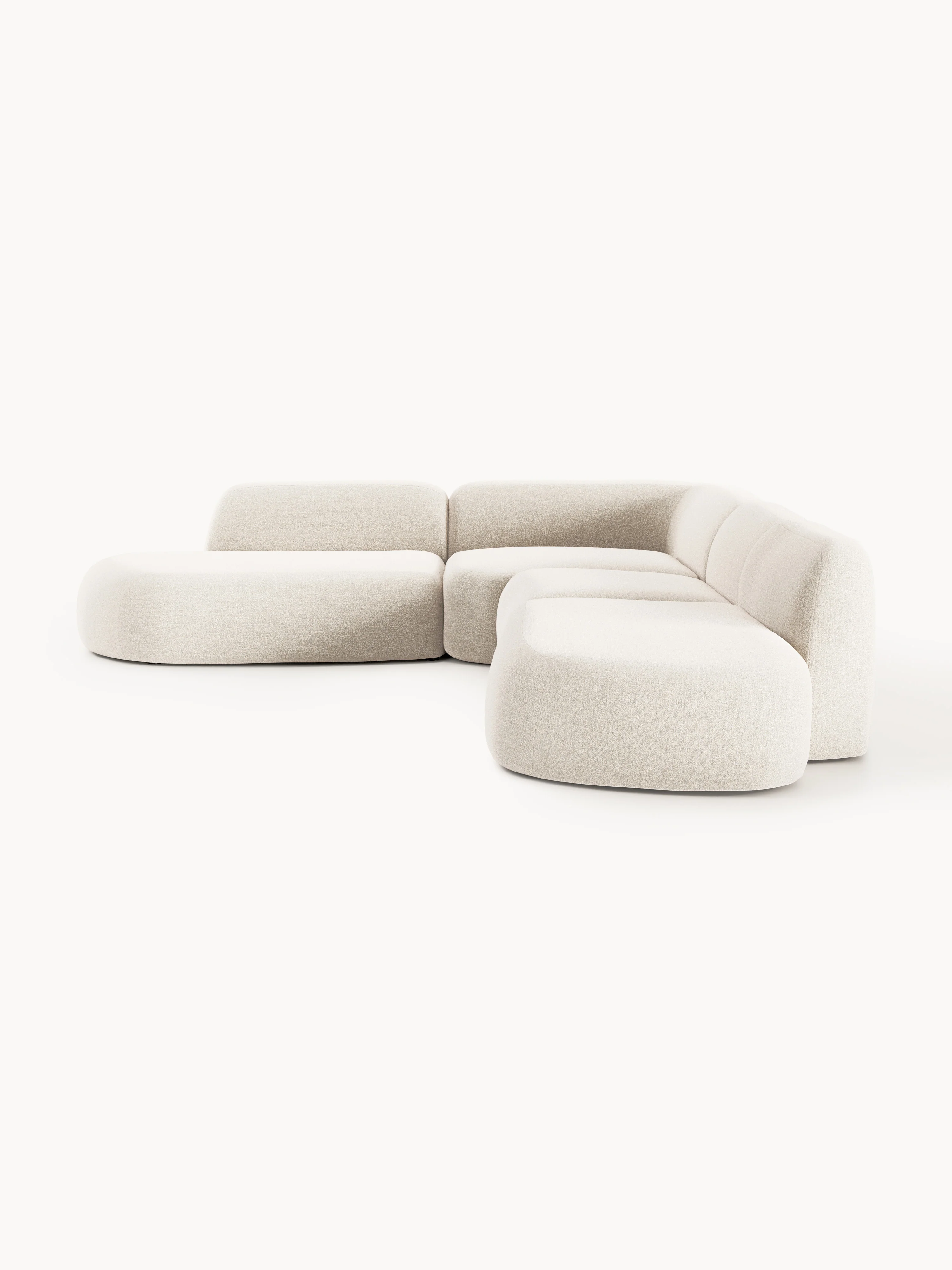 Modulaire bouclé XL hoekbank Wolke met chaise longue