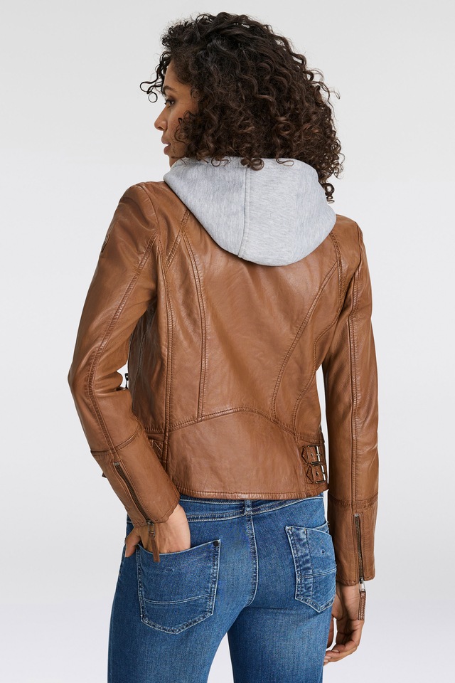 Mauritius Lederjacke »NOLA« mit Kapuze Two-in-One Style - mit abnehmbarer Jersey-Kapuze