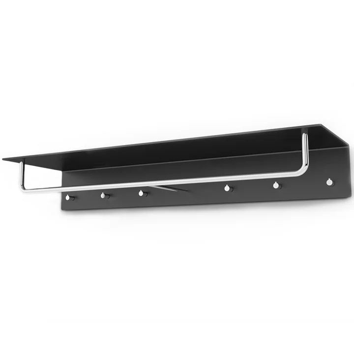 Frost - Unu Wandgarderobe mit Haken und Stange, 1000 mm, weiss / poliert