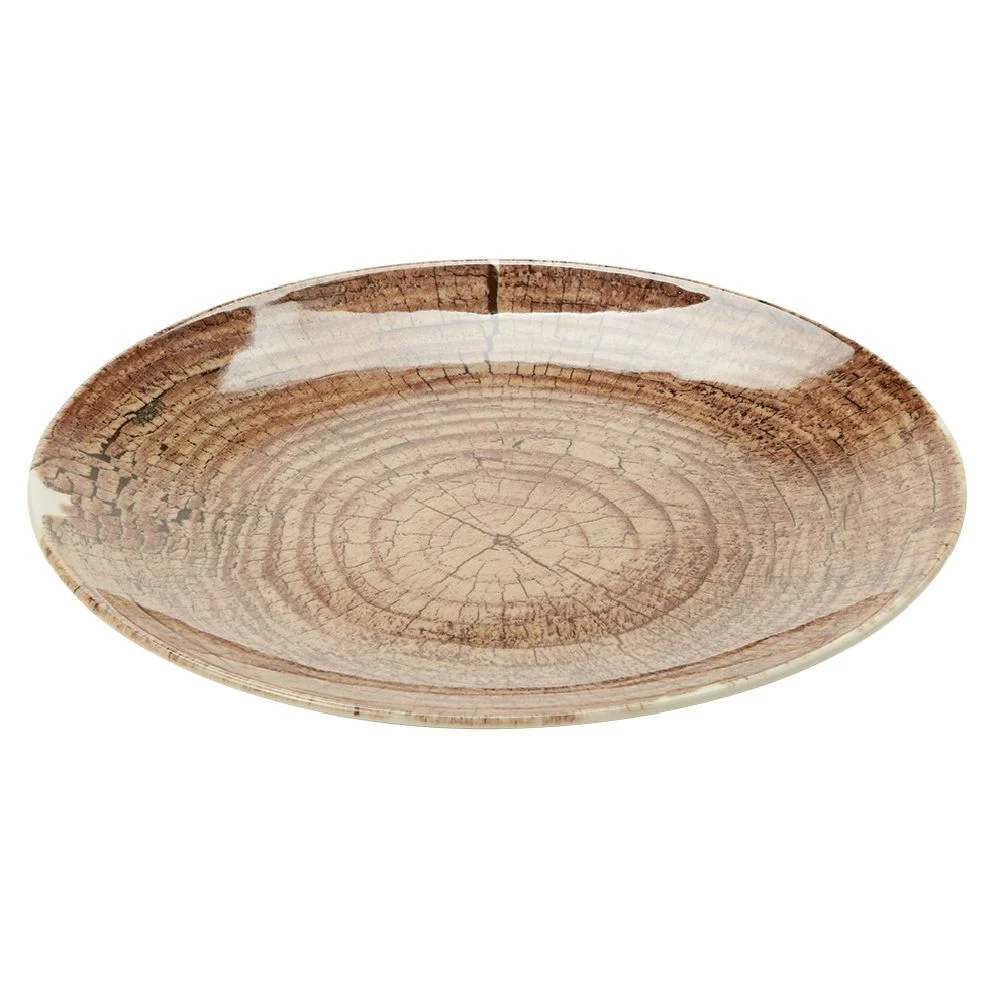 Assiette plate en faïence imitation bois Ø25 cm