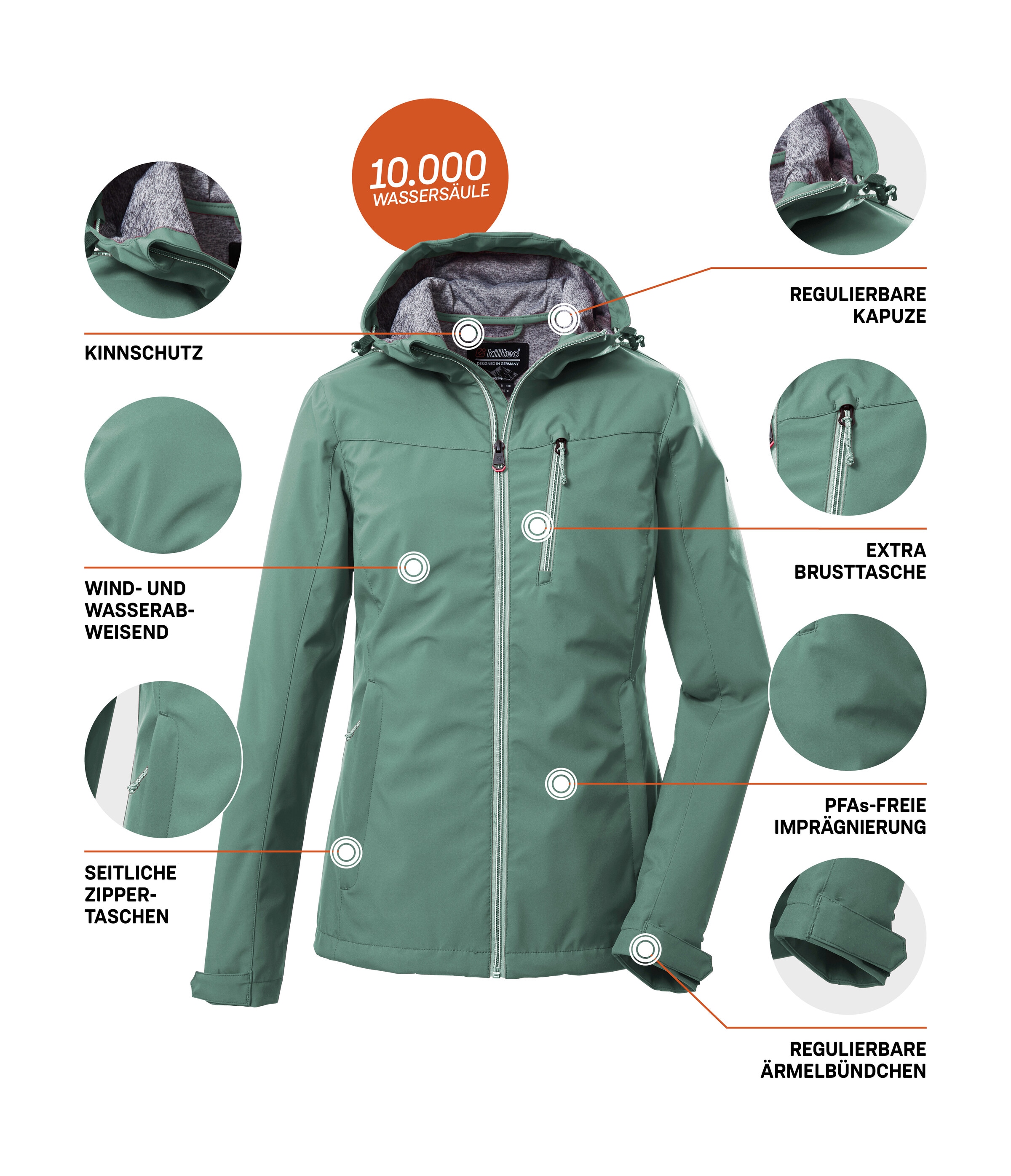 Killtec Softshelljacke »KOS 89 WMN SFTSHLL JCKT« Damen Softshelljacke: Wind-und wasserdicht, atmungsaktiv, PFAS-frei
