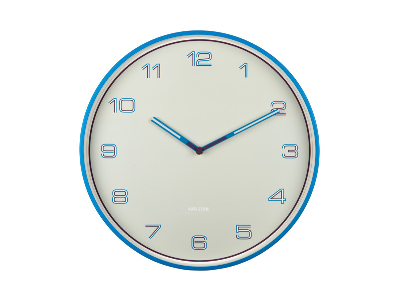 Wall Clock Lined Numbers KA6013BB Bright blue