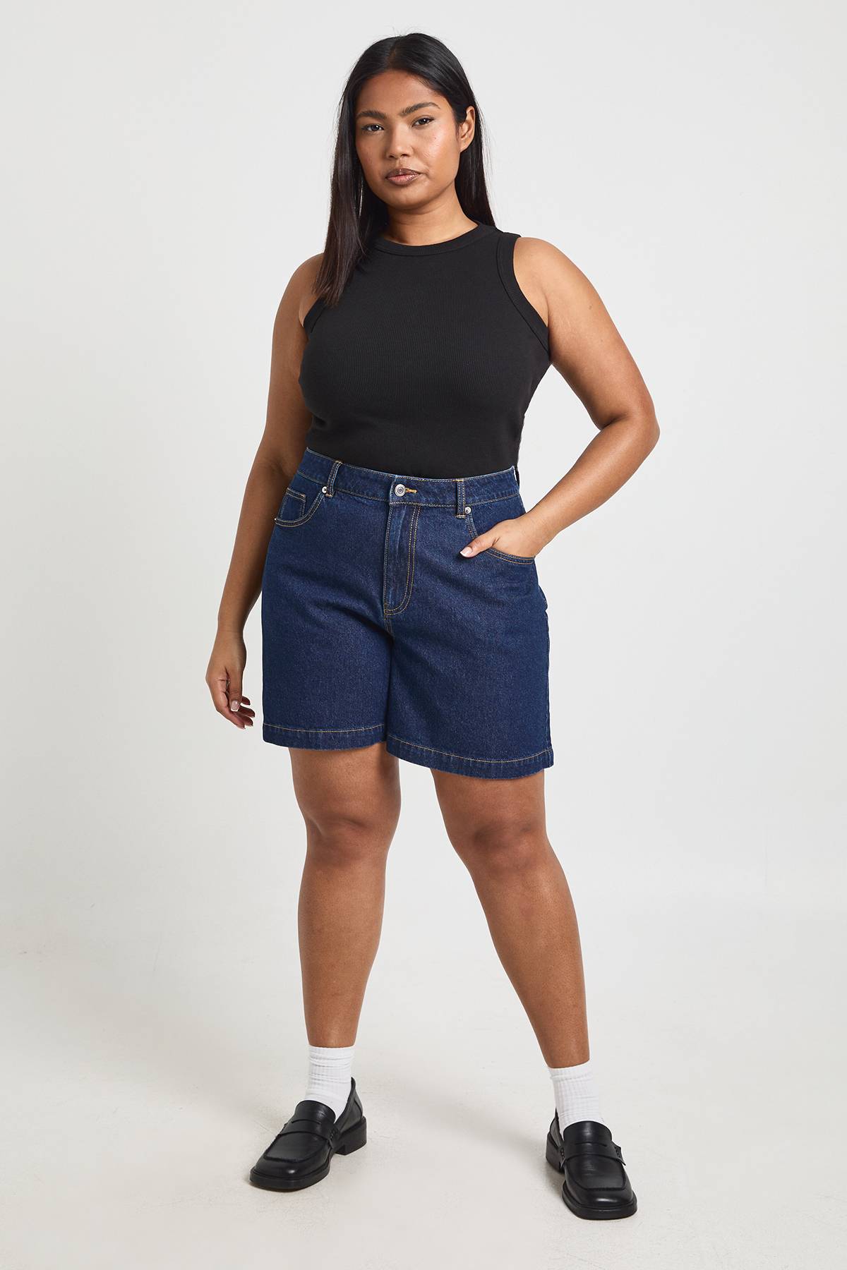 boohoo Short en denim boyfriend Plus