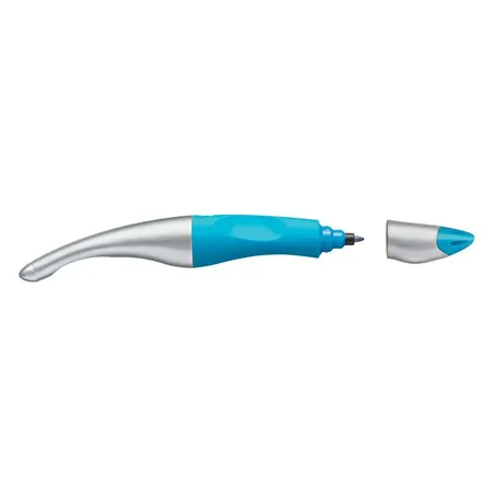Ergonomischer Tintenroller für Linkshänder - STABILO EASYoriginal metallic in neonblau - Einzelstift - Schreibfarbe blau (löschbar) - inklusive Patrone