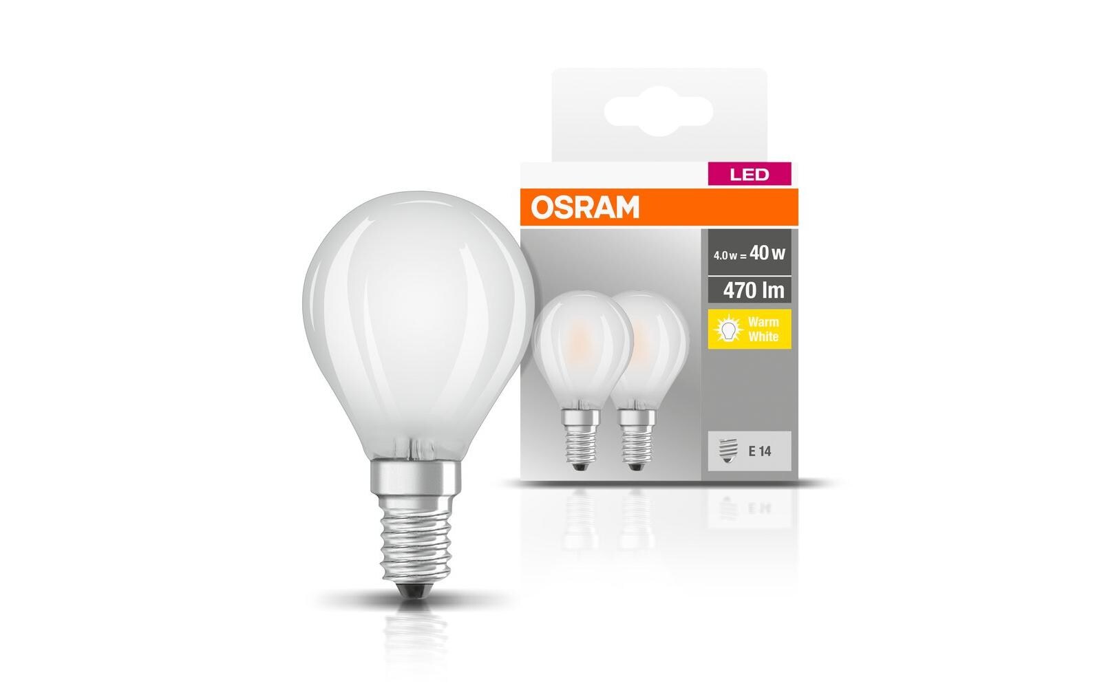 Lampe Base Retro, 4W, E14 Warmweiss, 2er BoxLED-Leuchtmittel