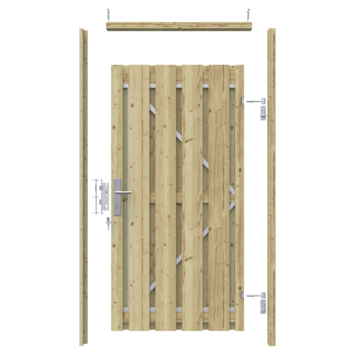 Tuinpoort pakket recht op metalen frame grenen hout 5,5 x 90 x 180 cm
