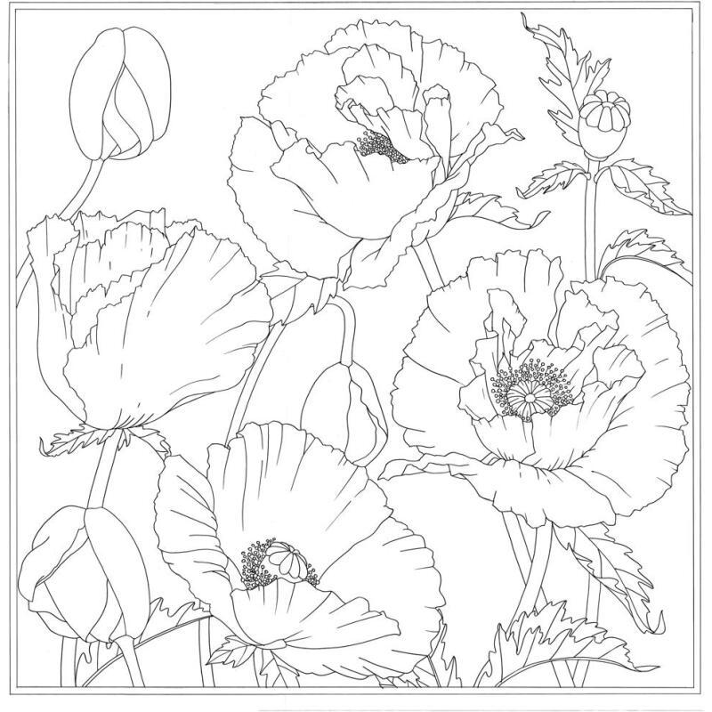Carré 100% soie - 90x90cm Pavot - Blanc
