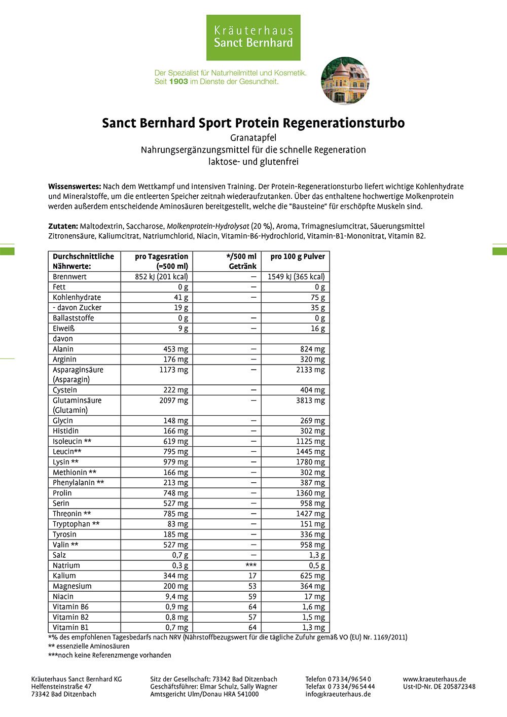 Sanct Bernhard Sport Protein Regenerationsturbo