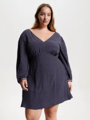 Vestido Curve com estampa de bolinhas e decote em V