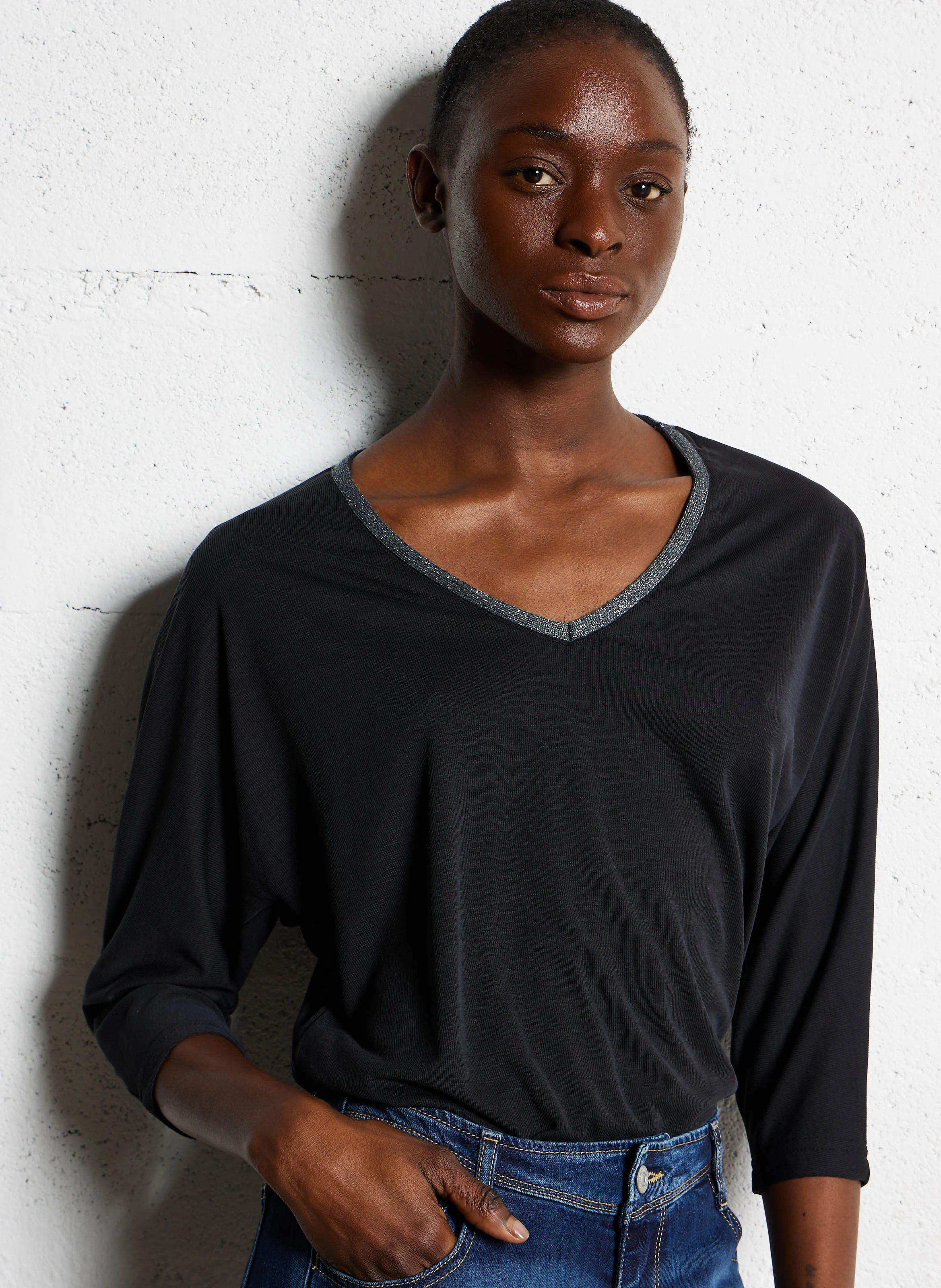 CEPADA - Top droit manches 3/4| Noir