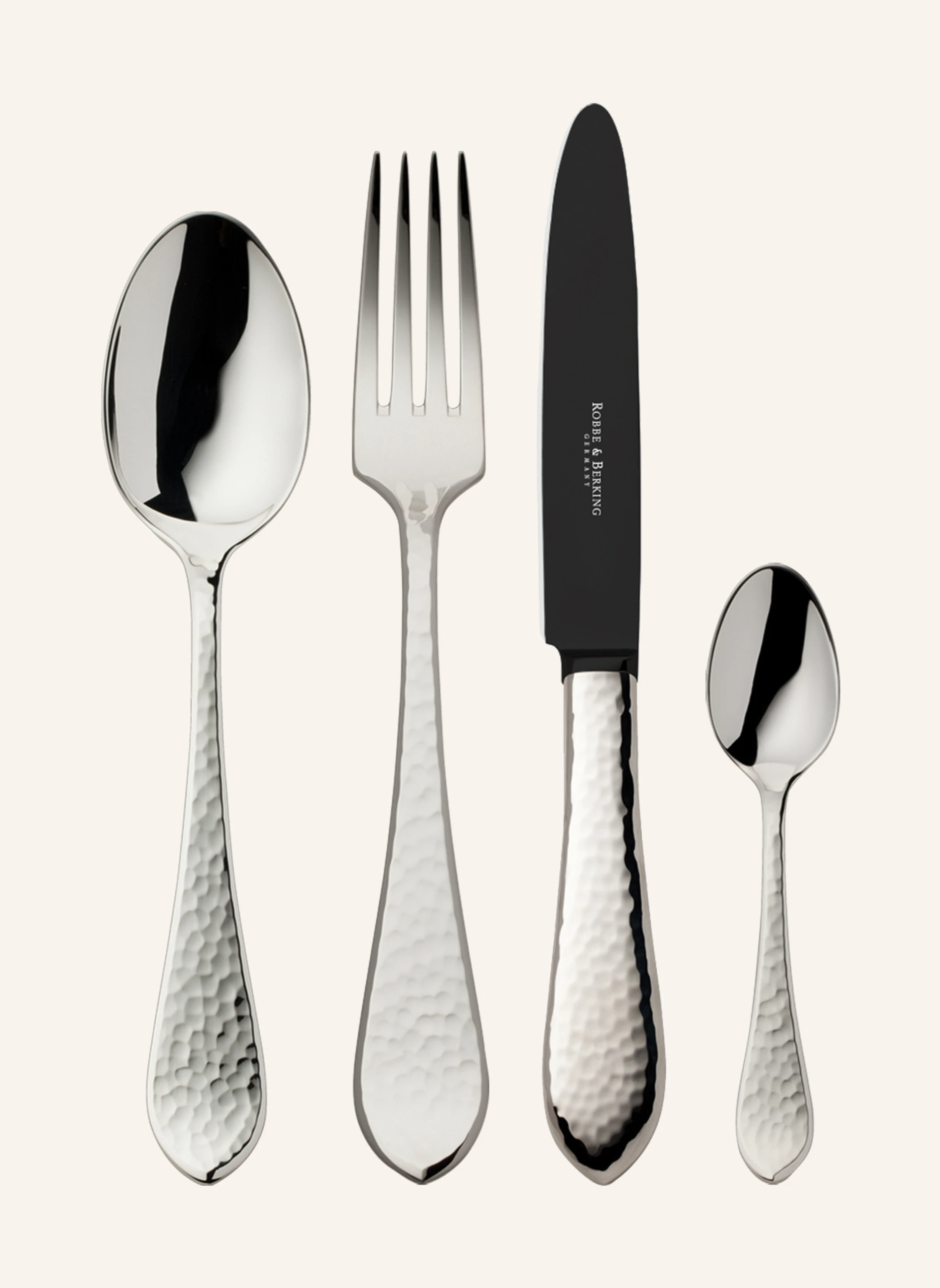 ROBBE & BERKING 24-tlg. Besteckset THE BOX MARTELÉ - FROZEN BLACK EDITION (150g versilbert)