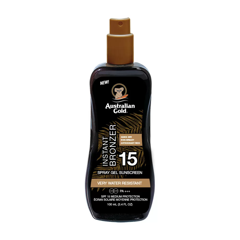 Australian Gold Instant Bronzer Sunscreen Spray Gel SPF15 - 100 ml.