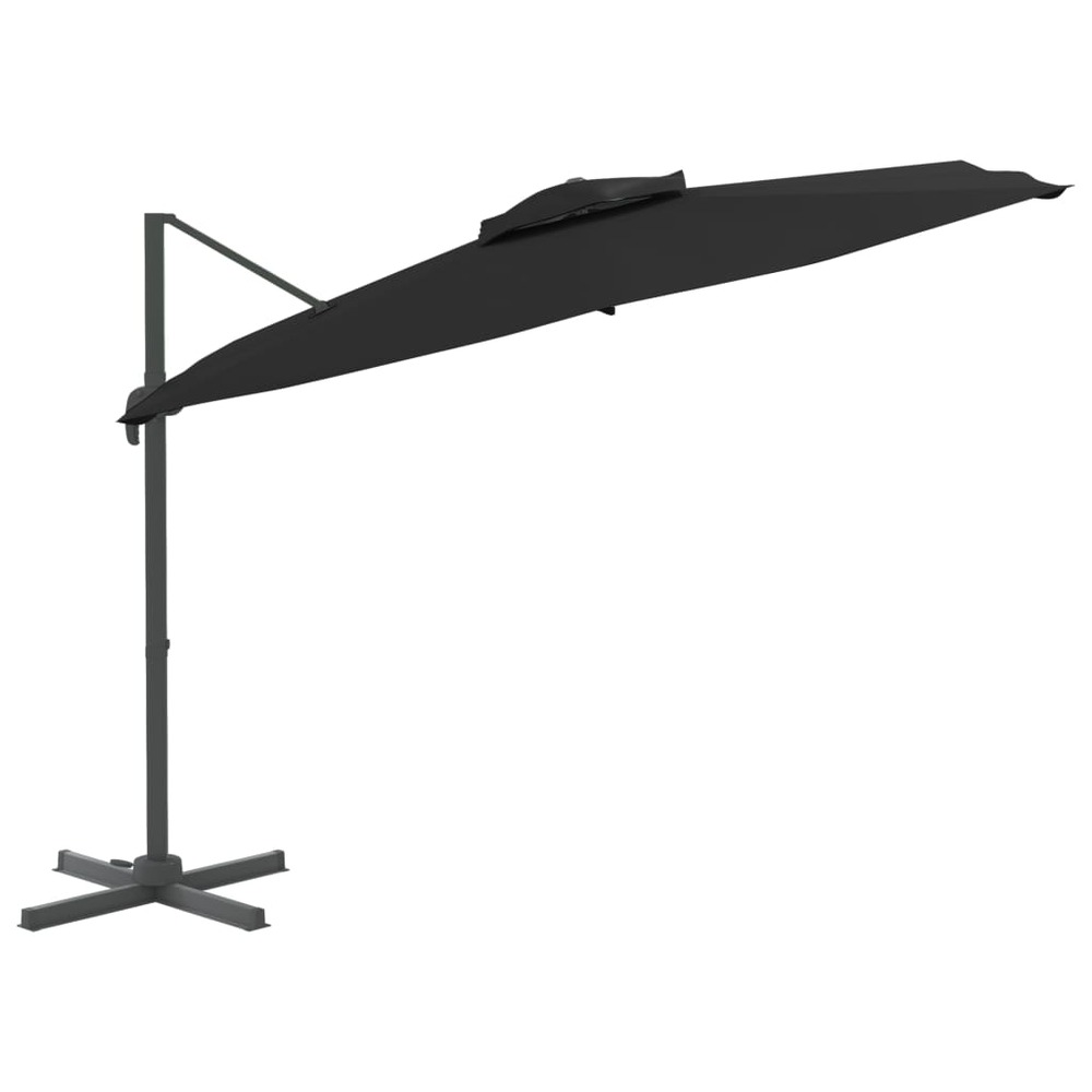 Parasol meuble de jardin cantilever à double toit 400 x 300 cm noir