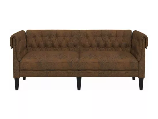 Canapé Chesterfield 2 places marron tissu