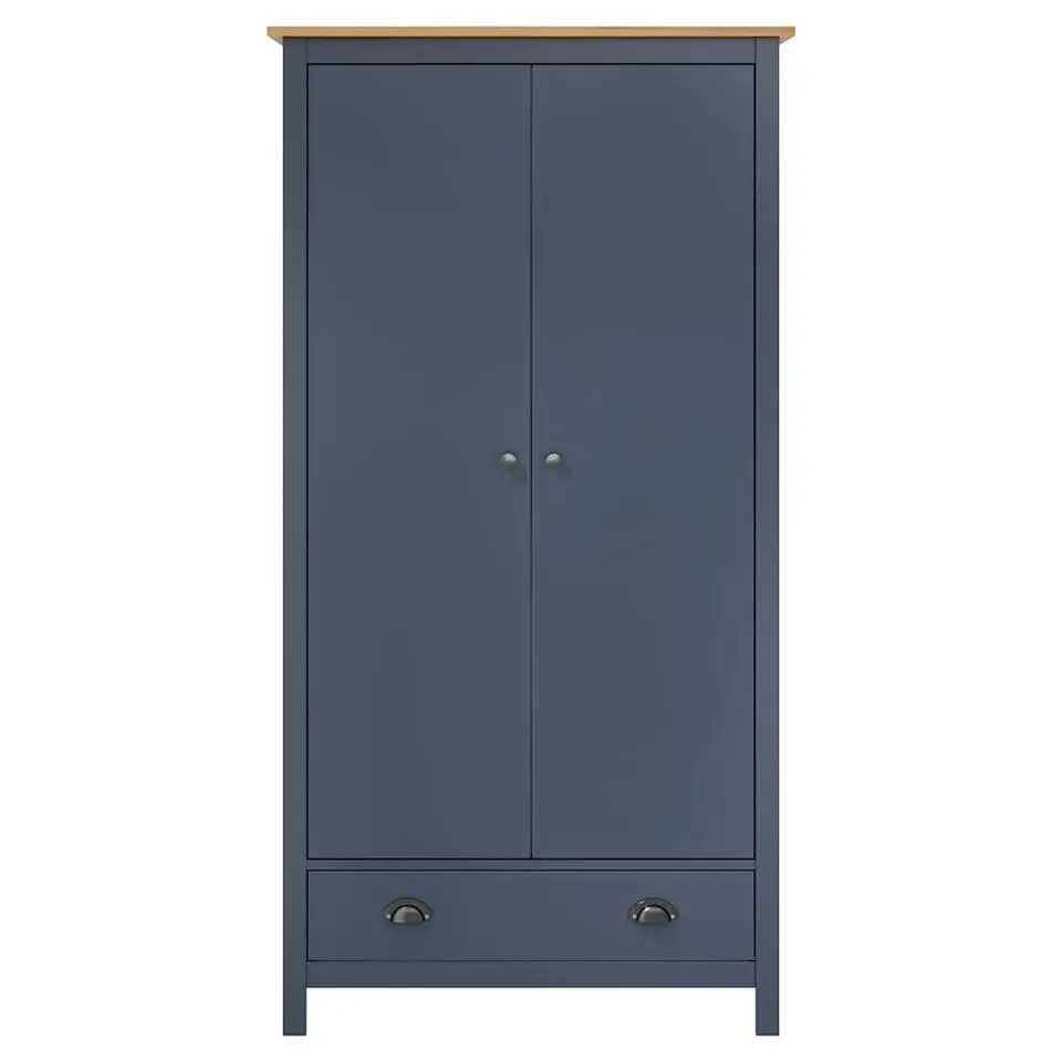 vidaXL - 2-deurs Kledingkast Hill met 1 lade - Grenenhout - Grijs - 89x50x170 cm
