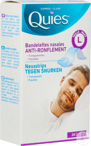 Quies Bandelettes Nasales Anti-Ronflement Taille L 24 Pièces