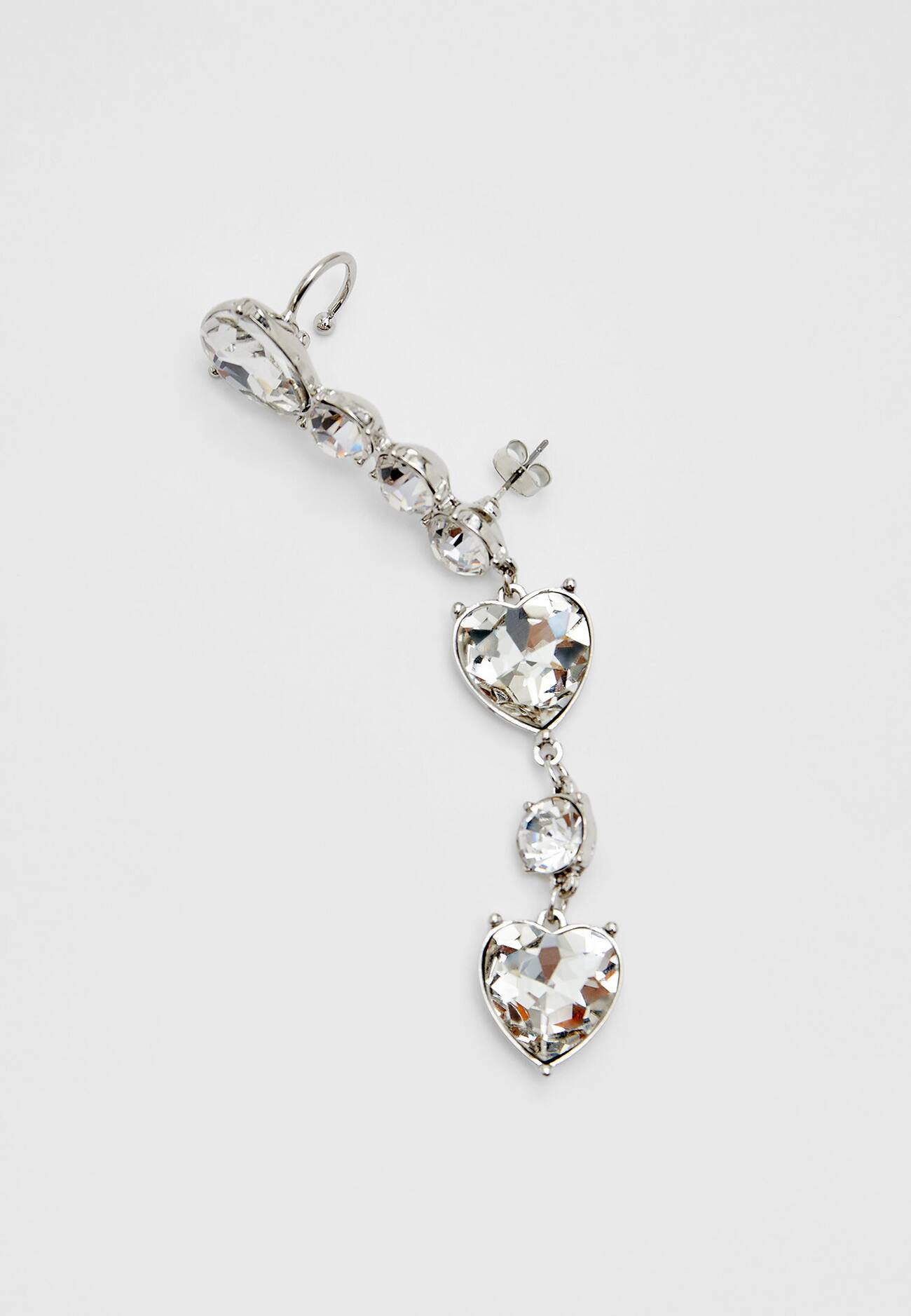 Brincos de coração com strass