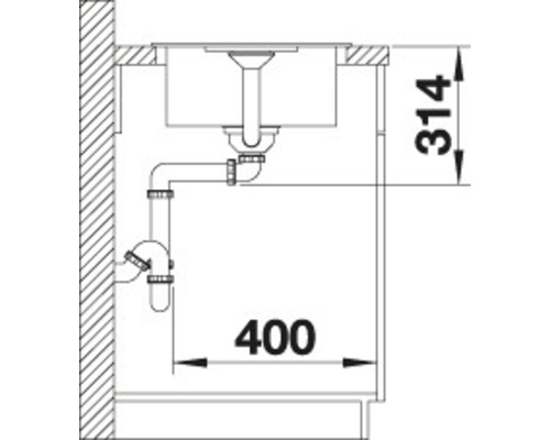 Spoelbak Blanco FAVUM 45 S 860 x 435 mm zwart 526081