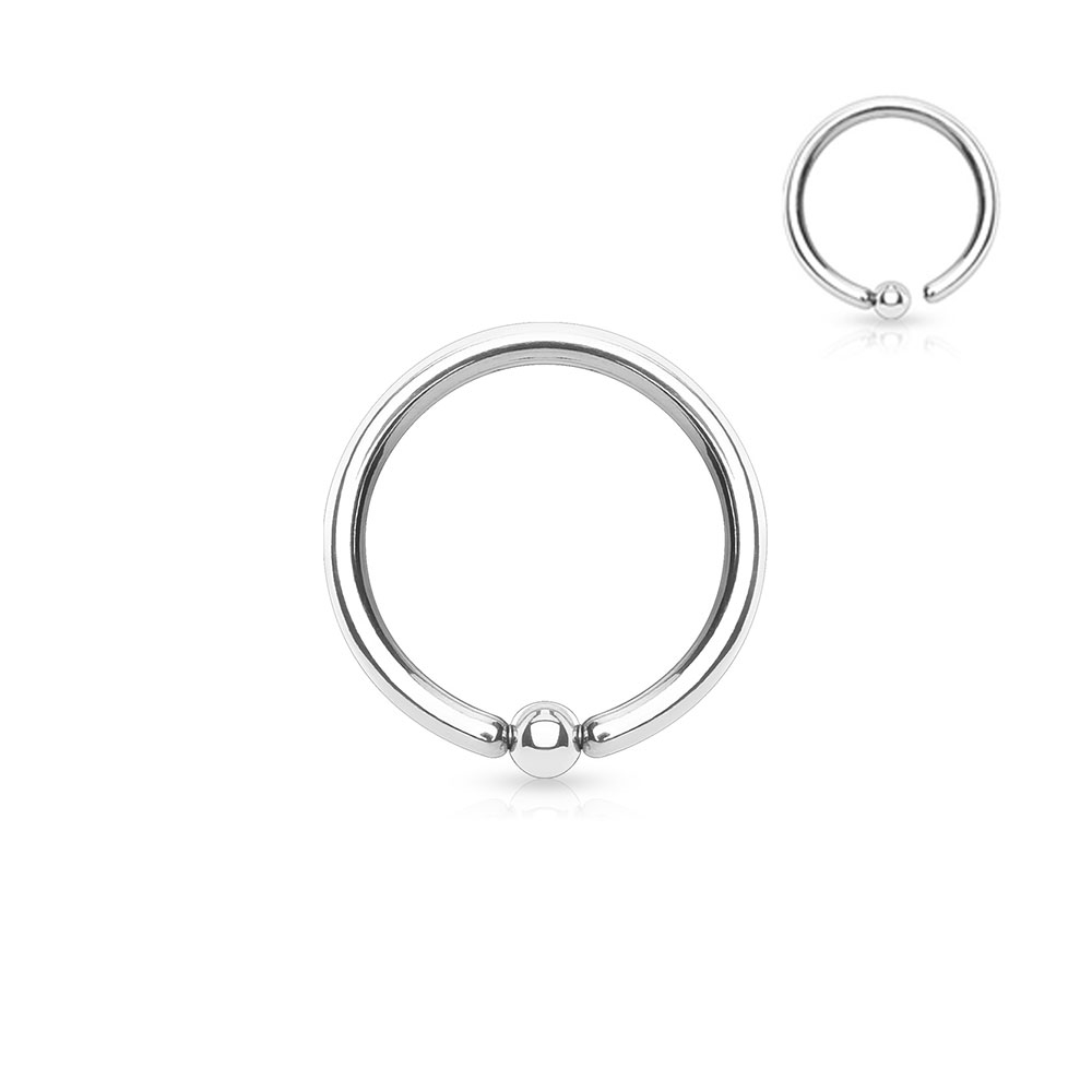 (8mm) Tragus 316L Chirurgenstahl Ohr Piercing Ring mit Kugel - Silber