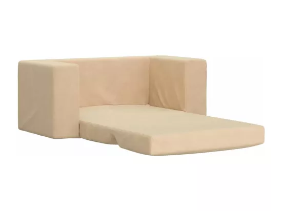 Canapé-lit pour enfants 2 places crème peluche douce