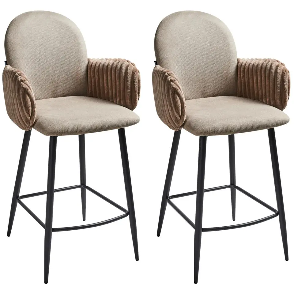 AMITY - Barkruk set van 2 - Taupe - Polyester