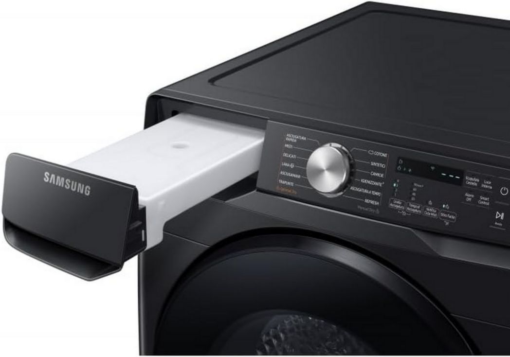 Sèche-linge grande capacité Samsung DV16T8520BV/ET, 16 kg, pompe à chaleur hybride classe A+++, Wi-Fi, porte réversible, chargement frontal, 69 l x 98 h x 84 p cm