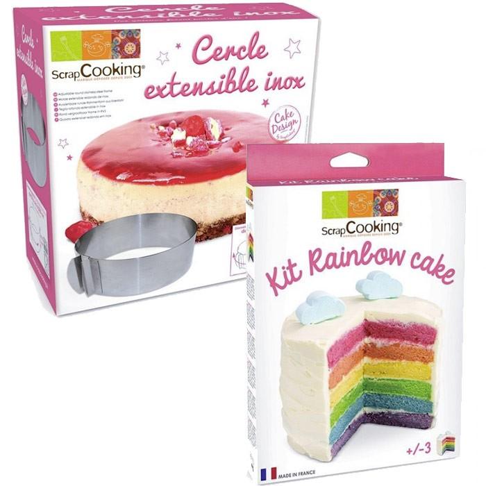 Kit Rainbow Cake + Cercle extensible inox Scrapcooking