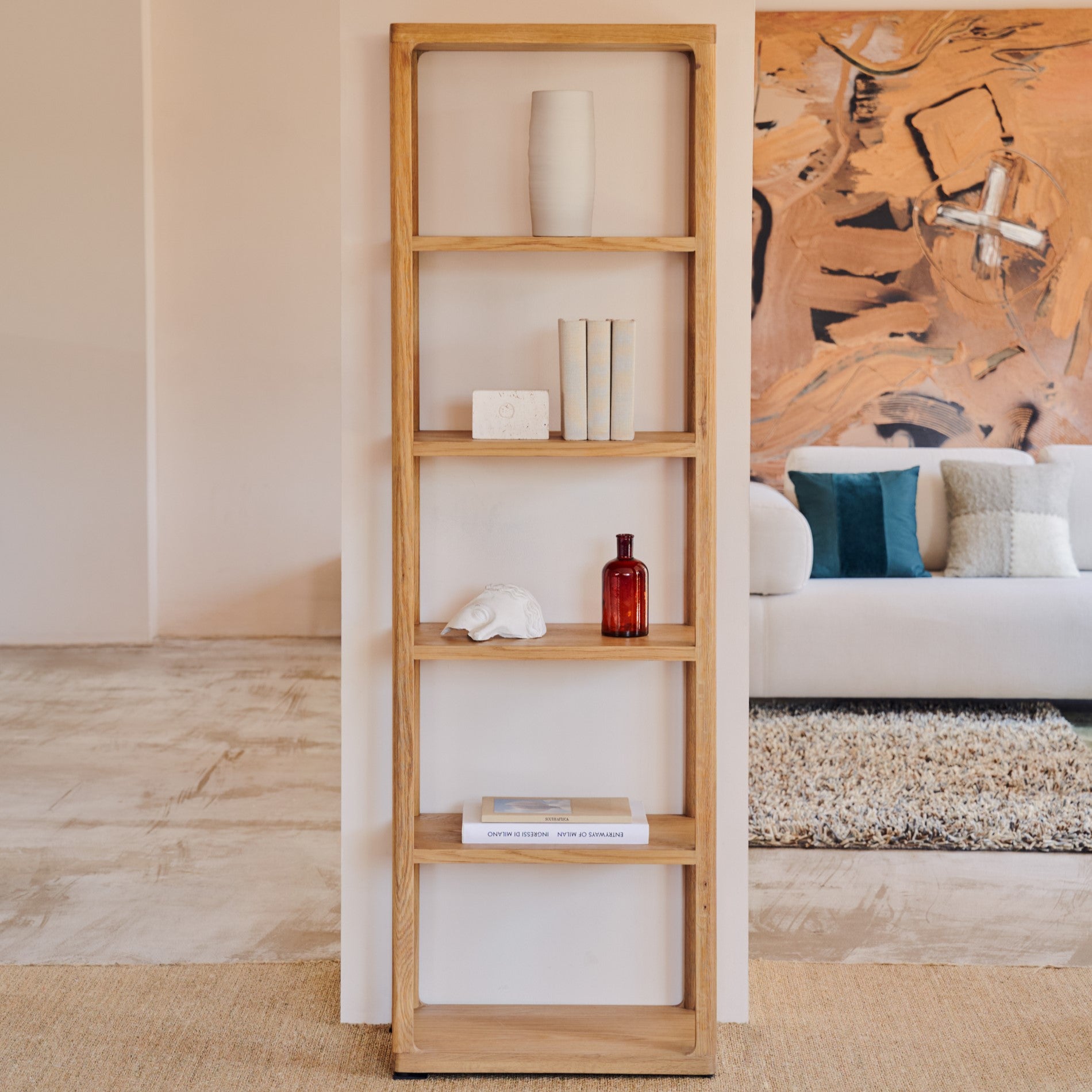 Kave Home - Maymai rekken met massief eiken structuur, 60 x 193 cm