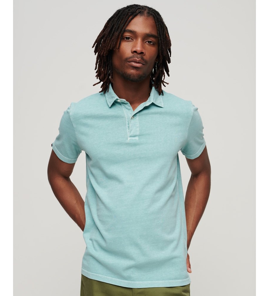 Camisa polo de malha verde da Superdry