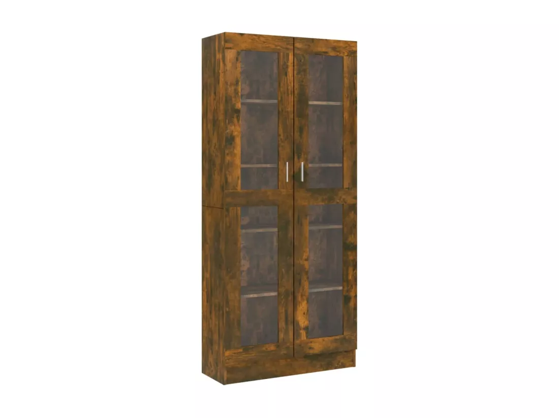Armoire à vitrine Chêne fumé 82,5x30,5x185,5 cm Bois ingénierie