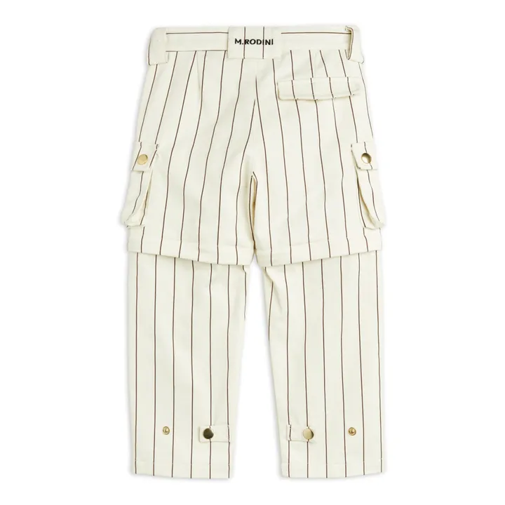 Mini Rodini Cargo Rayure Coton Bio | Ecru