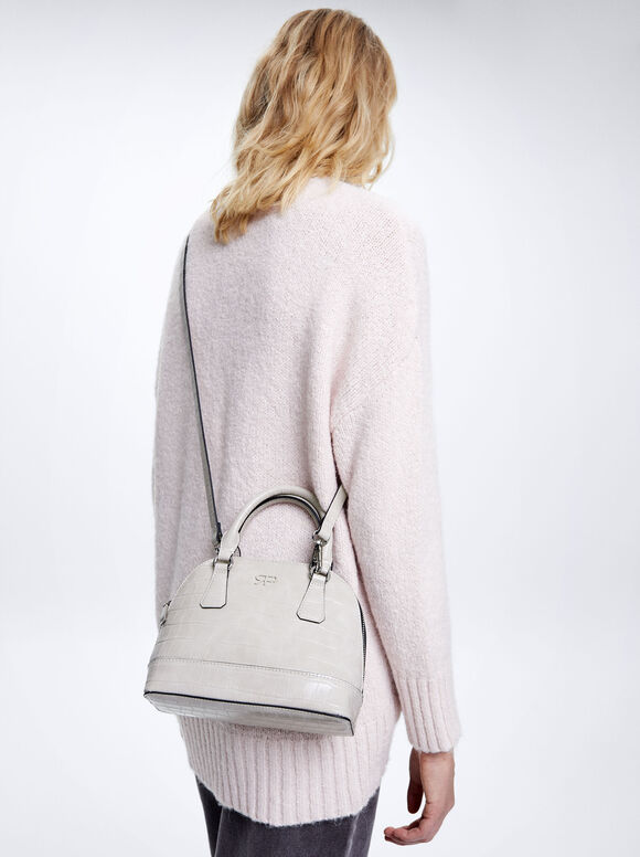 Bolsa transversal com estampa animal - Off-White