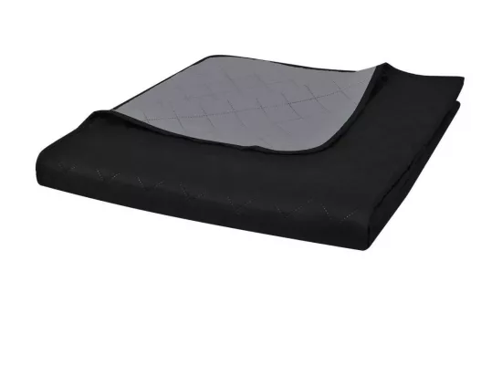 Couvre-lit à double face matelassé Noir-Gris 230x260