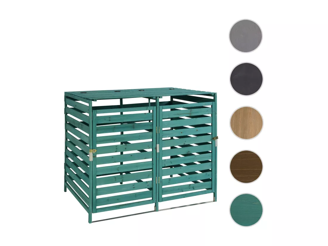 Cache-poubelle MCW-H62 pour 2 ou 4 poubelles, vert foncé